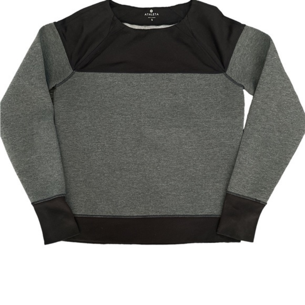 Athleta womens Small sweatshirt gray‎ black Color Block 243058 66022